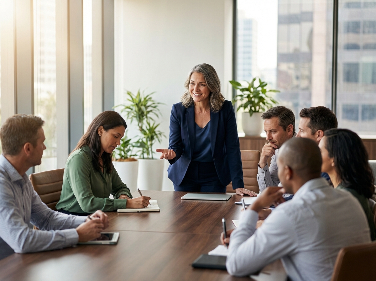 Professional coach leading a group mentoring session